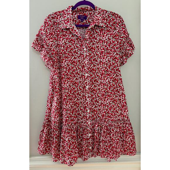 J. Crew Classic Preppy Floral Ruffle Amelia Shirt Dress Red Liberty Floral M - Picture 4 of 11
